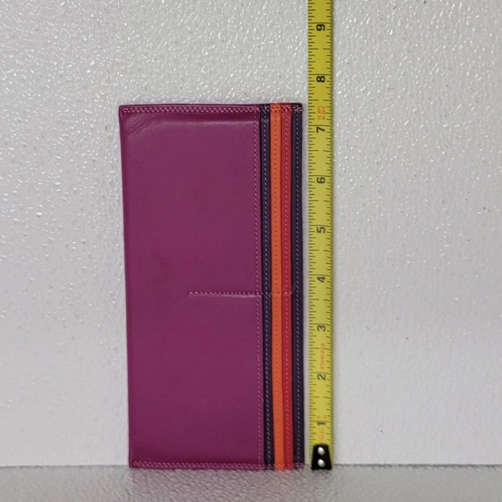Mywalit Leather Card Sleeve Wallet Purple Orange Red 7.5
